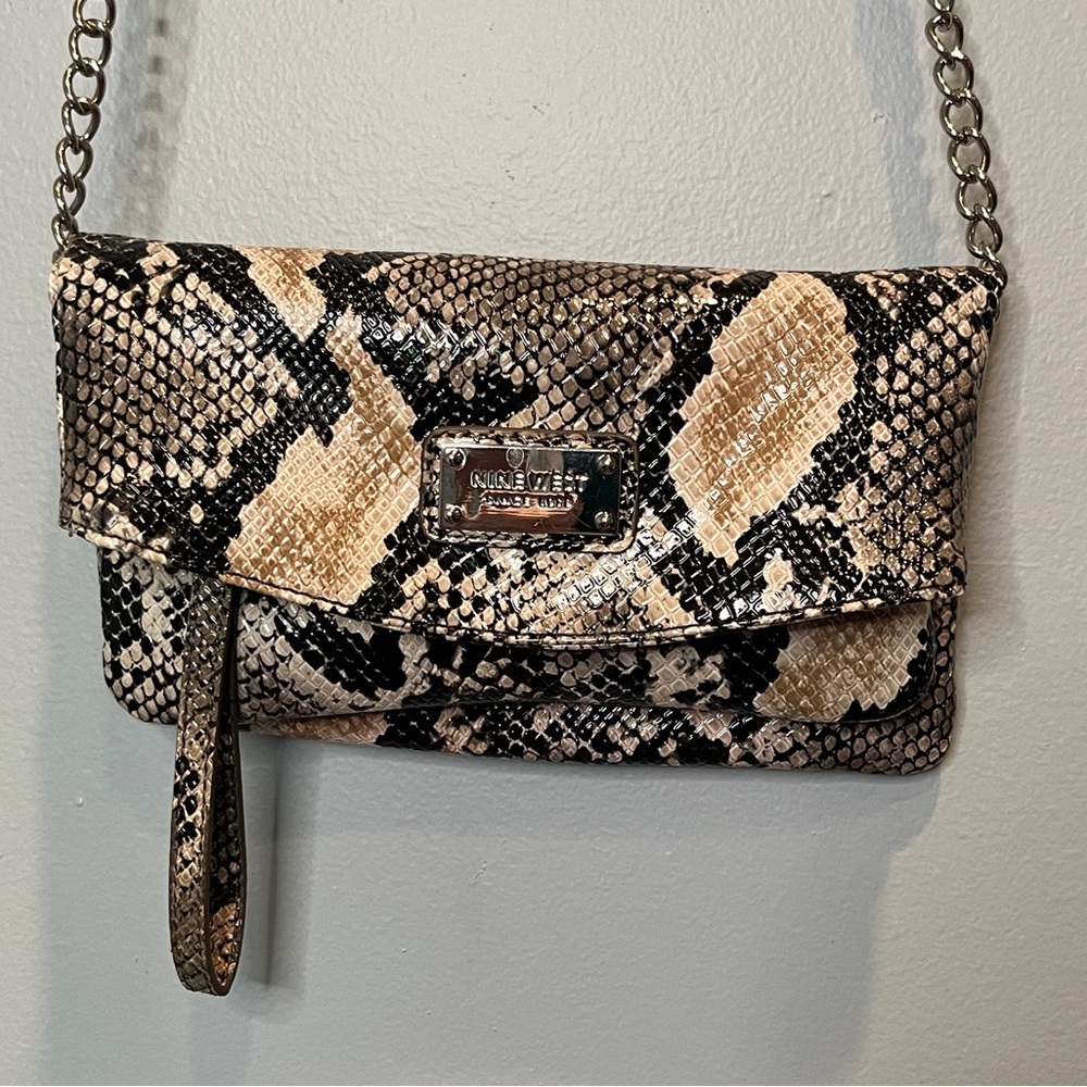 Nine West Snake Print Clutch with Detachable Shoulder Strap